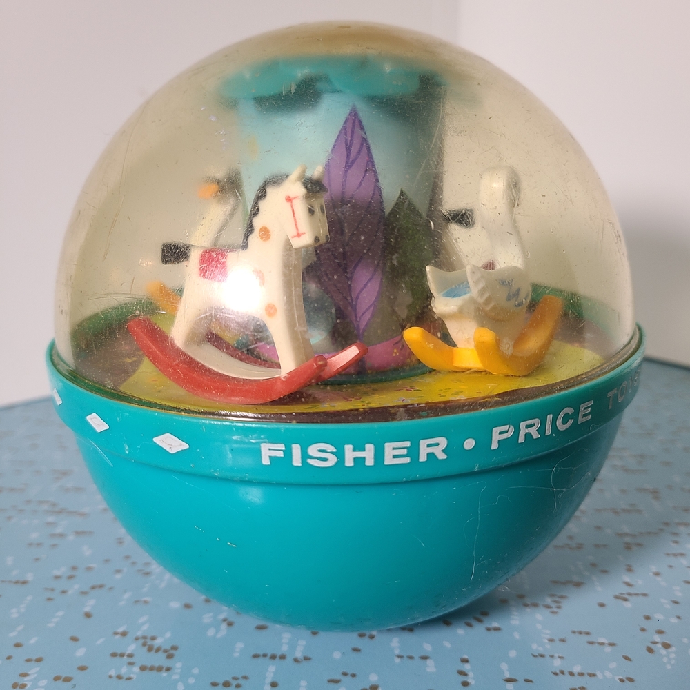 Vintage Fisher-Price Roly Poly Chime Ball #165 Rocking Horse Swan Merry Go Round